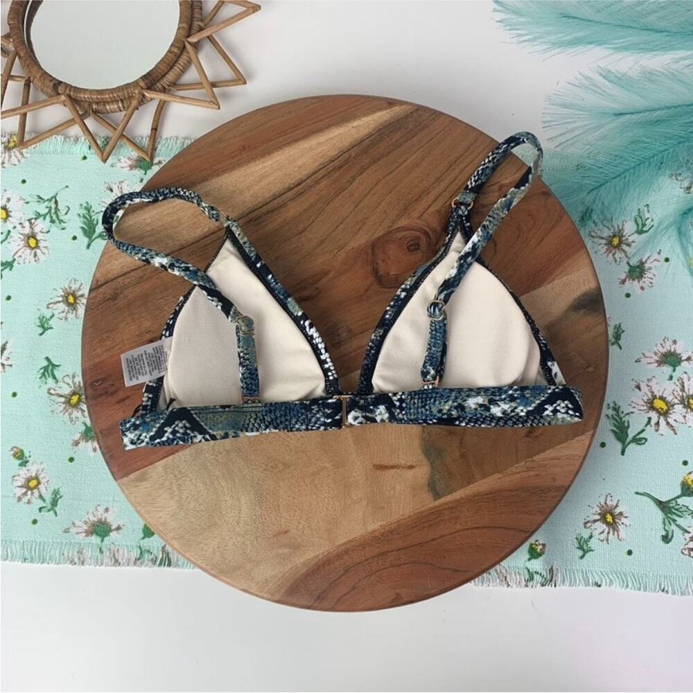 NEW TARGET Shade & Shore Blue Green Snake Skin Triangle Bralette Bikini Top XL - Picture 4 of 14